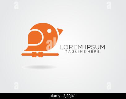 Logo-Design mit kleinem Vogel Stock Vektor