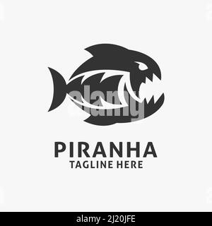 Piranha Fisch Logo Design Inspiration Stock Vektor