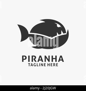 Piranha Fisch Logo Design Inspiration Stock Vektor