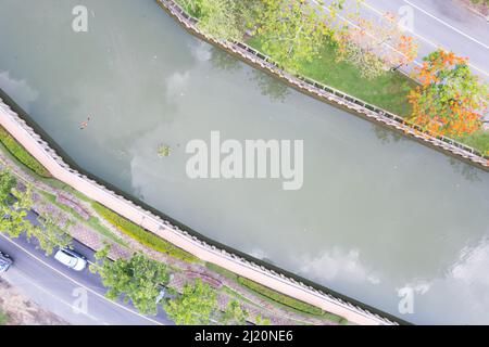 Abwasser öffentliche Kanäle in phuket Stadtgebiet Luftaufnahme von oben Stockfoto