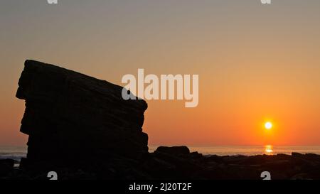 Charlie’s Garden liegt direkt an der Collywell Bay Road in Seaton Sluice und ist eine isolierte Sandsteinspitze, die ihren Namen von einem lokalen Dorfbewohner übernommen hat. Stockfoto