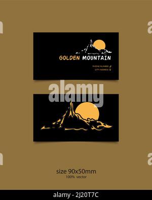 Abstraktes Landschaftslogo. Naturhintergründe für Ihre sozialen Medien. Sonnenuntergang und Sonne, Berge Illustration. Vektorgrafik Stock Vektor