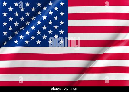 Nahaufnahme der wellenförmigen Flagge der Vereinigten Staaten Stockfoto