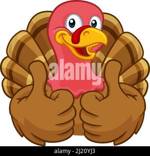 Türkei Thanksgiving oder Weihnachten Cartoon Charakter Stock Vektor