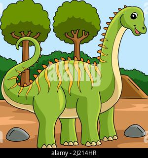 Diplodocus Dinosaurier Farbige Cartoon Illustration Stock Vektor