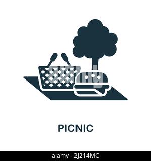 Picknick-Symbol. Monochromes, einfaches Picknick-Symbol für Vorlagen, Webdesign und Infografiken Stock Vektor