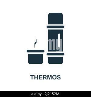 Thermoskanne. Monochromes einfaches Thermos-Symbol für Vorlagen, Webdesign und Infografiken Stock Vektor
