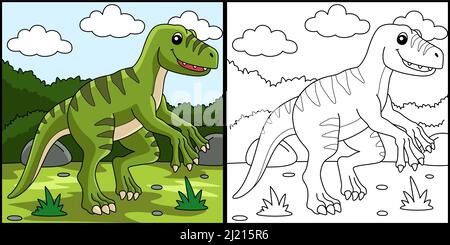 Velociraptor Dinosaur Coloring Page Illustration Stock Vektor