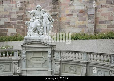 Zahlen an der Quelle der Donau in Donaueschingen, Baden-Württemberg, Deutschland Stockfoto