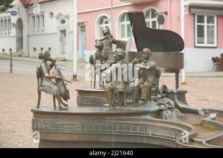 Detail am Musikantenbrunnen in Donaueschingen, Baden-Württemberg, Deutschland Stockfoto