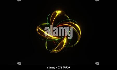 3D Abbildung des glänzenden UHD-Atommodells von 4K Stockfoto