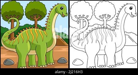 Diplodocus Dinosaur Coloring Page Illustration Stock Vektor