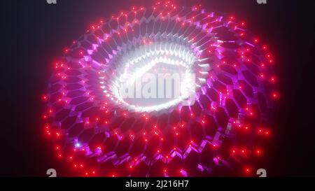 3D Abbildung von 4K UHD-Torus aus glühendem Metall Stockfoto