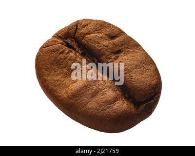 Kaffeebohne isoliert auf weißem Hintergrund, Kaffeebohne Nahaufnahme Stockfoto