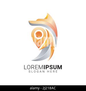 PIN-Karte Foxy GPS Position Logo Design Vektor Stock Vektor