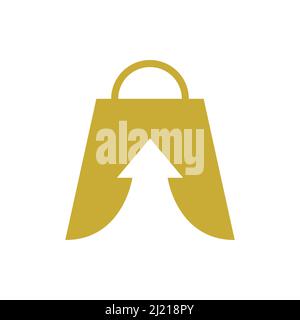 Einkaufstasche und Pfeil nach oben Logo-Design Vektor Stock Vektor