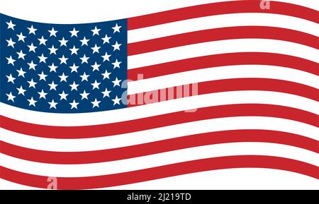 Einfache USA - Vereinigte Staaten von Amerika - Flagge winken. Vektorgrafik. EPS 8. Stock Vektor