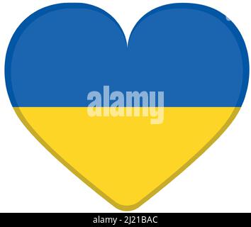 Herz in den Farben der Flagge des unabhängigen Landes Ukraine auf weißem Hintergrund gemalt - Vektor-Illustration Stock Vektor