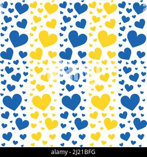 Viele Herzen in den Farben der ukrainischen Flagge gemalt - Vektor-Illustration Stock Vektor