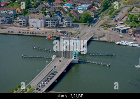 Kappelner Bascule-Brücke, Bundesstraße 203, Luftaufnahme, Deutschland, Schleswig-Holstein Stockfoto