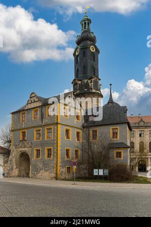 Die Bastille und der Turm des Stadtschlosses in Weimar, Deutschland Stockfoto