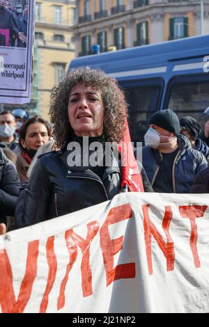 NEAPEL, Kampanien, ITALIEN. 12.. Februar 2022. 03/29/2022 Neapel, im Mashio Angioino die Zeremonie für den Pakt für Neapel. Treffen zwischen dem Präsidenten des Ministerrats Mario Draghi und dem Bürgermeister von Neapel Gaetano Manfredi. (Bild: © Fabio Sasso/ZUMA Press Wire) Stockfoto