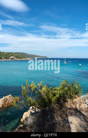 Strand, Plage de l'Escalet südlich von Saint Tropez am Mittelmeer Stockfoto