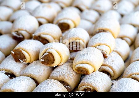 Apple-Cookies. Kekse mit Apfelmus im Inneren. Nahaufnahme Stockfoto