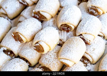 Apple-Cookies. Kekse mit Apfelmus im Inneren. Nahaufnahme Stockfoto