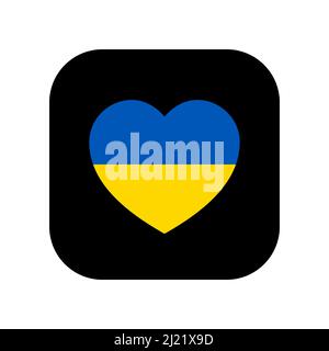 Symbol für die Verwendung in Anwendungen verschiedener Gadgets. Das Symbol der Nationalflagge der Ukraine in Herzform. Flacher, minimalistischer Style. Stock Vektor
