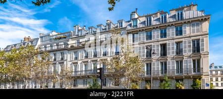 Paris, wunderschöne Gebäude, Boulevard Beaumarchais, im 11e-Viertel Stockfoto