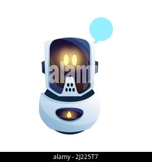 Chatterbot oder Talkbot, Chatter Call Center Operator isoliert Customer Support Roboter. Vector virtuelle Chatbot Online künstliche Intelligenz Messenger-Roboter, lustige bot mit Sprechblase Nachricht Stock Vektor