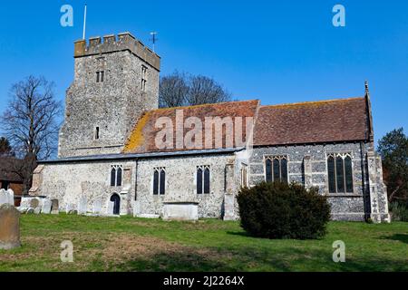 Blick auf die St Andrews Church, Wickhambreaux, Kent Stockfoto