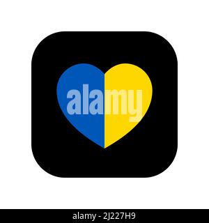 Symbol für die Verwendung in Anwendungen verschiedener Gadgets. Das Symbol der Nationalflagge der Ukraine in Herzform. Flacher, minimalistischer Style. Stock Vektor