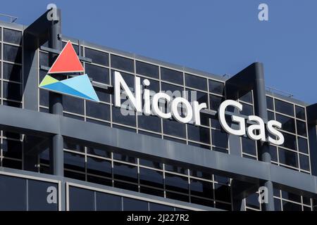 Naperville - ca. März 2022: Nicor Gas Zentrale. Nicor ist eine Tochtergesellschaft der Southern Company. Stockfoto