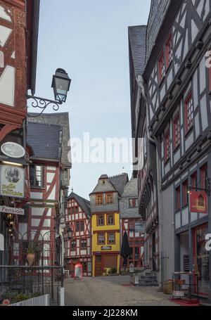 Historische Fachwerkhäuser in der Altstadt von Limburg an der Lahn, Hessen, Deutschland Stockfoto