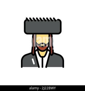 Jude in einer Hutlinie Farbe Symbol. Isoliertes Vektorelement. Skizzieren Sie das Piktogramm für Webseite, mobile App, Promo Stock Vektor