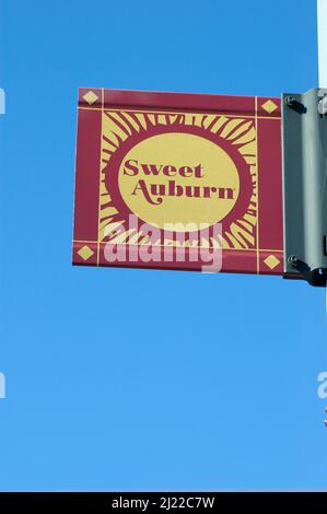 Sweet Auburn Avenue im MLK-Gebiet von Atlanta Georgia USA Civil Rights Marches-Center der schwarzen Gemeinschaft Geschichte und Bewegungen Stockfoto