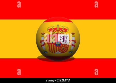 Spanien. Flagge Spaniens. Ball 3D von Spanien Design. Horizontales Design. Abbildung der Flagge Spaniens. Horizontales Design. Abstraktes Design. Abbildung. Stockfoto