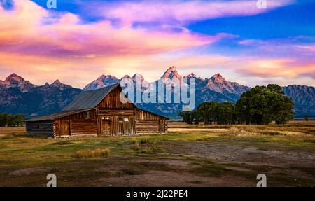 Molton Barn entlang der Mormon Row in der Nähe des Grand Tetons National Park Stockfoto