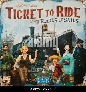 Das Brettspiel, Zug um Zug, Rails and Sails Stockfoto