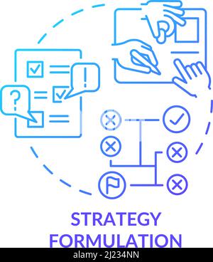 Symbol für das Konzept der Strategieformulierung mit blauem Gradienten Stock Vektor