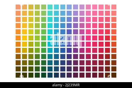 Farbdiagramm Designer-Tool Textur Muster Hintergrund. Farbpalette. Farbtöne der Tabelle. Farbharmonie. Trendfarben. Vektordarstellung isoliert Stock Vektor