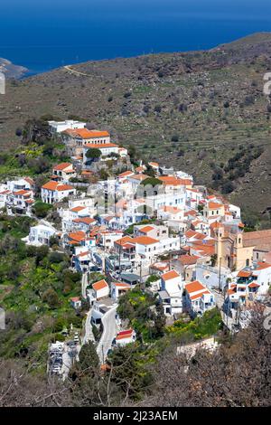 Ioulida Stadt, die Hauptstadt der Insel Kea (oder Tzia), auf den Kykladen Inseln, in der Ägäis, Griechenland, Europa. Ioulida ist eine malerische Siedlung bui Stockfoto