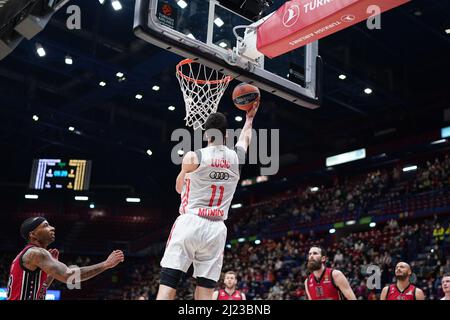 Mailand, Italien. 29. März 2022. Vladimir Lucic (FC Bayern Munchen Basketball) während der AX Armani Exchange Milano gegen Bayern Monaco, Basketball Euroleague Championship in Mailand, Italien, März 29 2022 Quelle: Independent Photo Agency/Alamy Live News Stockfoto