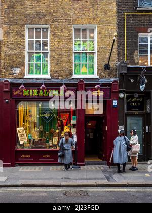 House of MinaLima Soho London - Store von den Designern, die für den Look der grafischen Requisiten von Harry Potter und Fantastic Beast Filmen verantwortlich sind. Stockfoto