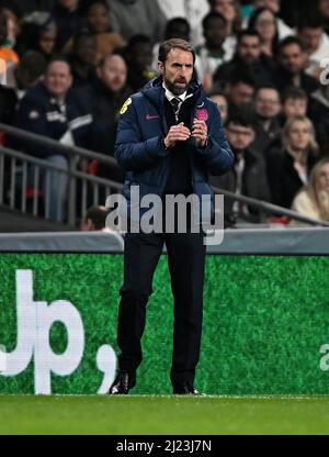 London, Großbritannien. 29. März 2022. Gareth Southgate (England-Manager) beim Internationalen Freundschaftsspiel zwischen England und der Elfenbeinküste im Wembley-Stadion am 29. 2022. März in London, England. (Foto: Garry Bowden/phcimages.com) Kredit: PHC Images/Alamy Live News Stockfoto