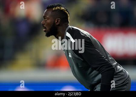 BRUSSEL, BELGIEN - 29. MÄRZ: Torwart Herve Koffi aus Burkina Faso beim Internationalen Freundschaftsspiel zwischen Belgien und Burkina Faso im Lotto Park am 29. März 2022 in Brussel, Belgien (Foto: Jeroen Meuwsen/Orange Picts) Stockfoto