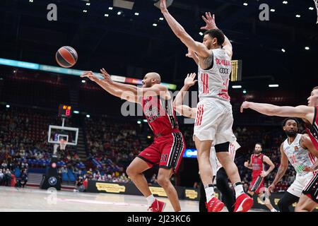 Mailand, Italien. 29. März 2022. Shavon Shields (AX Armani Exchange Olimpia Milano) während der AX Armani Exchange Milano gegen Bayern Monaco, Basketball Euroleague Championship in Mailand, Italien, März 29 2022 Quelle: Independent Photo Agency/Alamy Live News Stockfoto