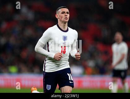 29.. März 2022 ; Wembley Stadium, London, England; Internationale Fußballmannschaft, England gegen Elfenbeinküste; Phil Foden von England Stockfoto